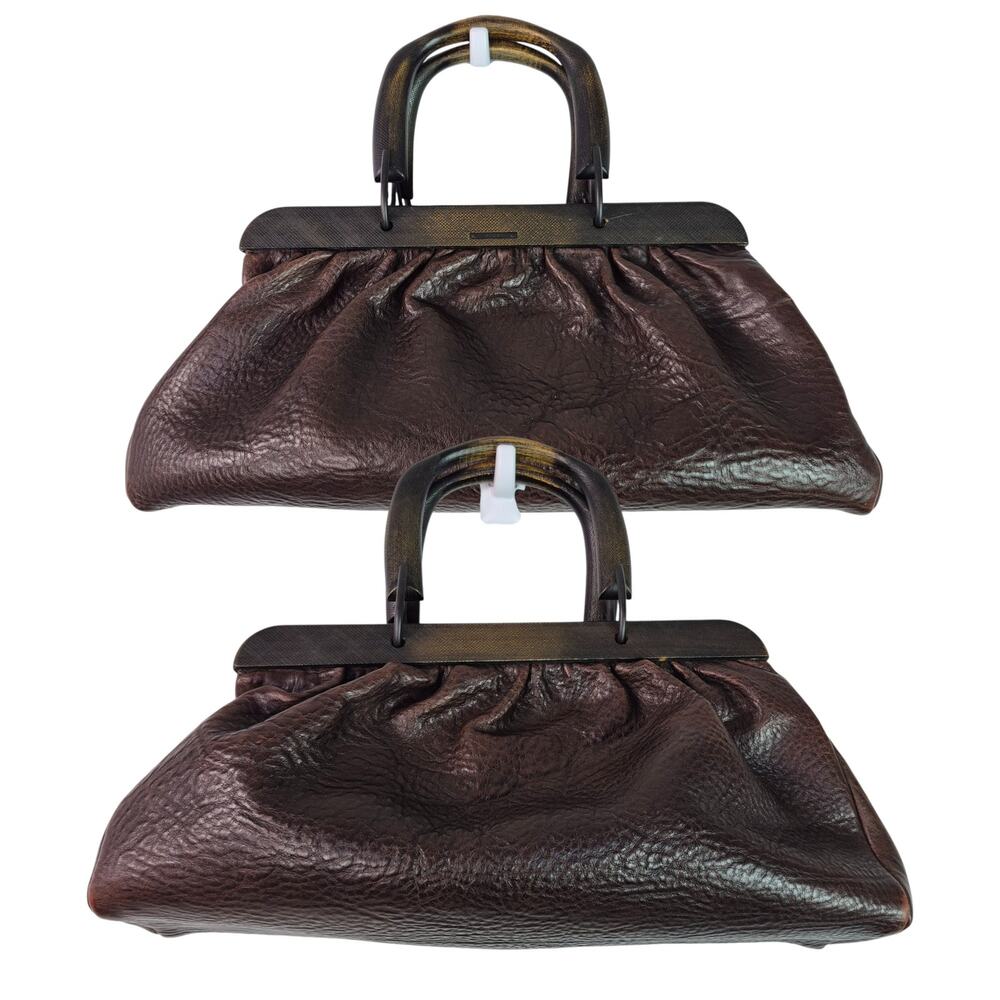 Gucci Brown Gathered Leather Top-Handle Crossbody Bag